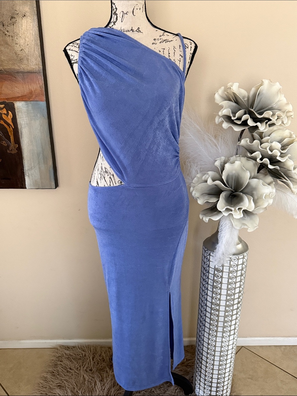Hello Molly One-Shoulder Periwinkle Cutout Gown